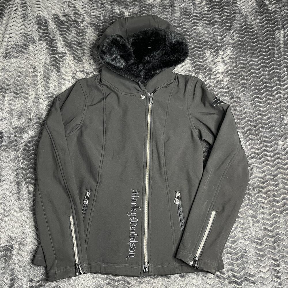 Harley-Davidson Hooded WOMENS Riding Gear SOFT SHELL JACKET Size Small Black